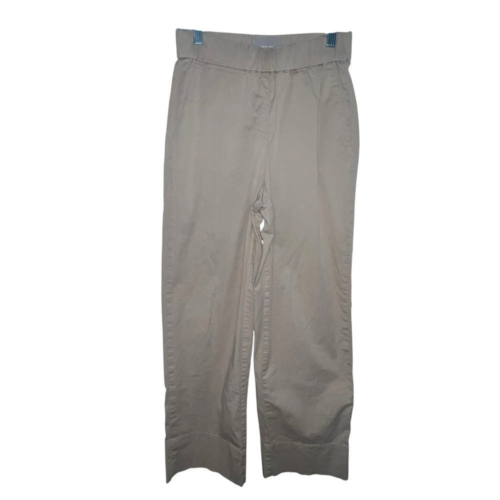 Everlane Size 2 Khaki Tan The Easy Pant Pull On Stretch Elastic Waist Straight